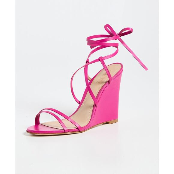 SCHUTZ Shoes - New Schutz Deonne Nappa Leather Wedge Sandals in Hot Pink Women's Size 8.5